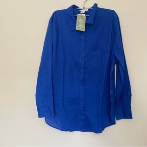 BLUE LINEN BLEND BUTTON DOWN